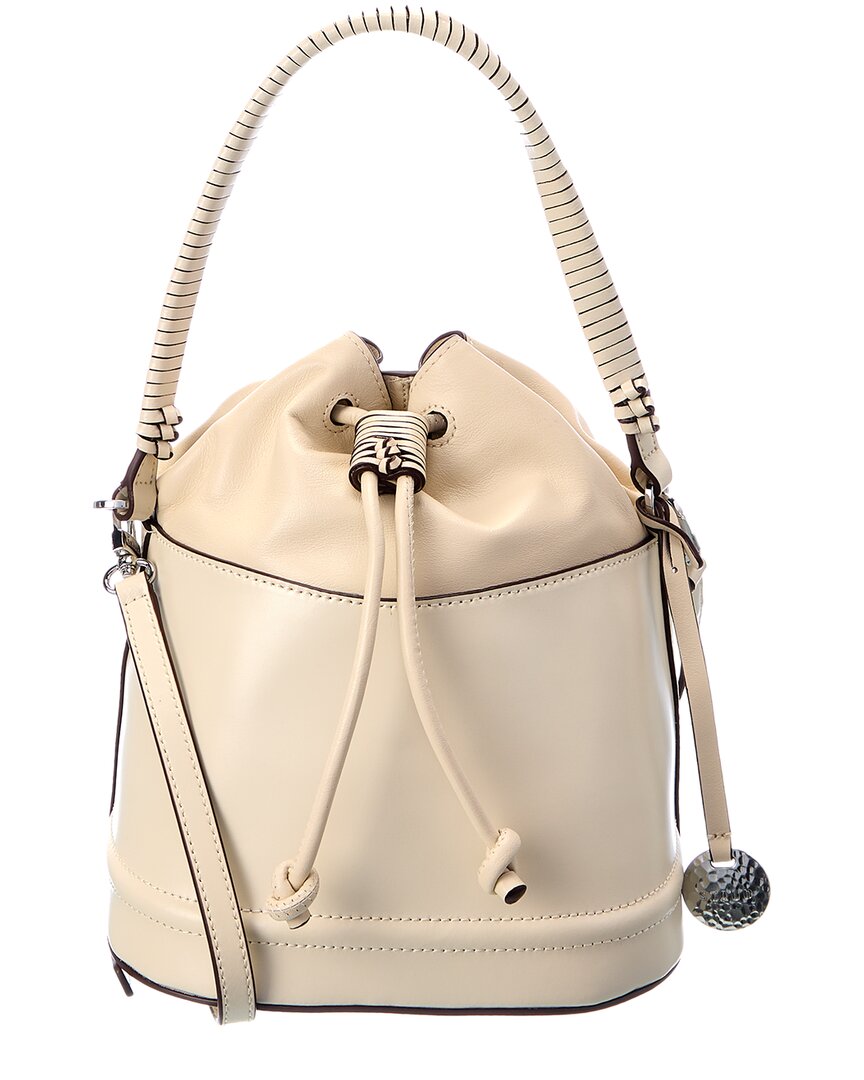 Staud Agne Leather Bucket Bag In White | ModeSens