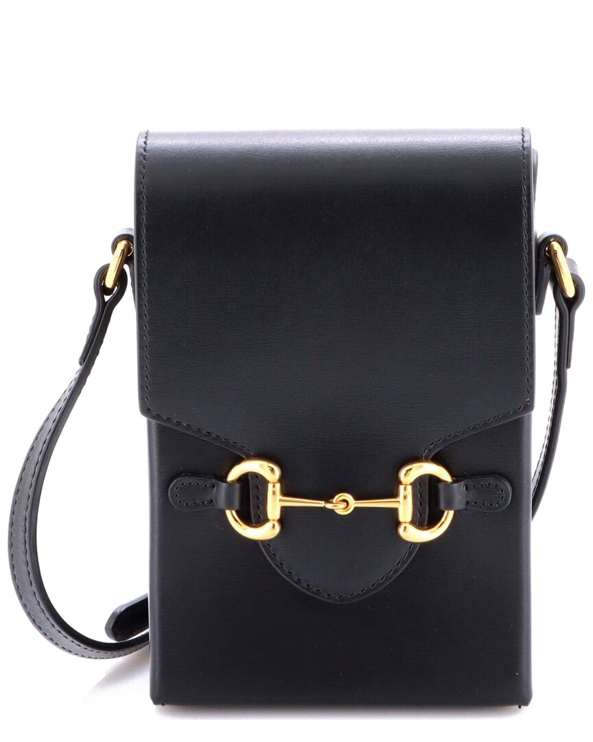 Gucci Black Sheep Leather Horsebit 1955 Crossbody Mini (authentic Pre-loved)