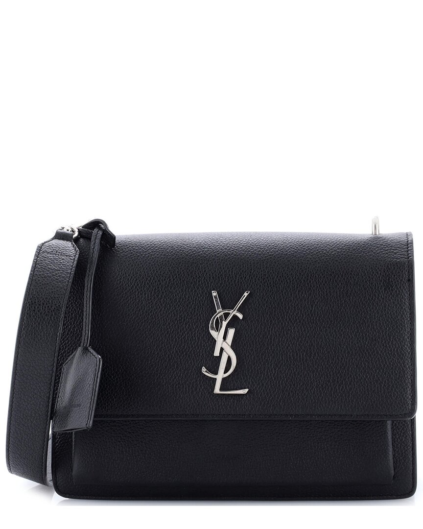 Saint Laurent Black Sheep Leather Sunset Satchel Medium (authentic Pre-loved)