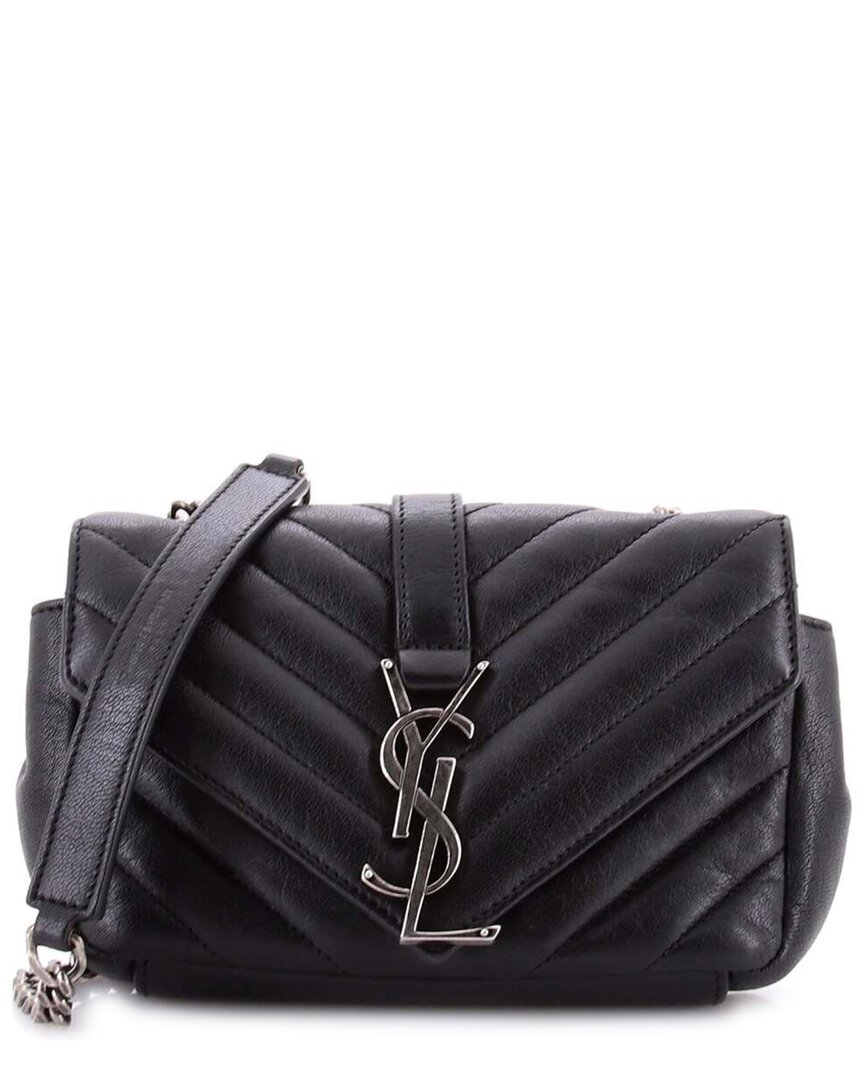 Saint Laurent Black Sheep Leather Classic Monogram Crossbody Matelasse Chevron  Baby (authentic Pre-