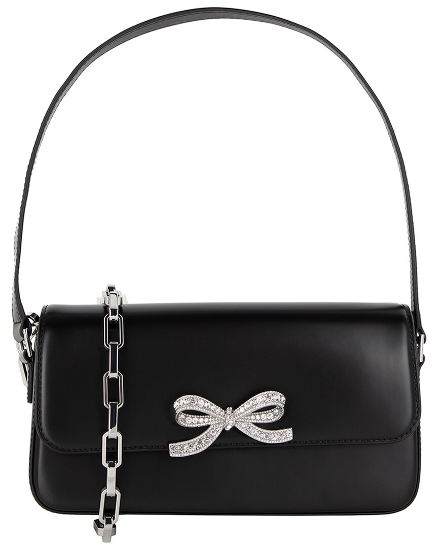 Self-portrait Bow-detail Leather Crossbody In Black