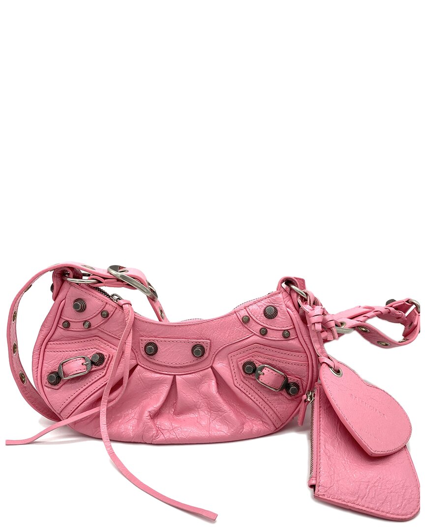 Le Cagole XS Leather Shoulder Bag in Pink - Balenciaga