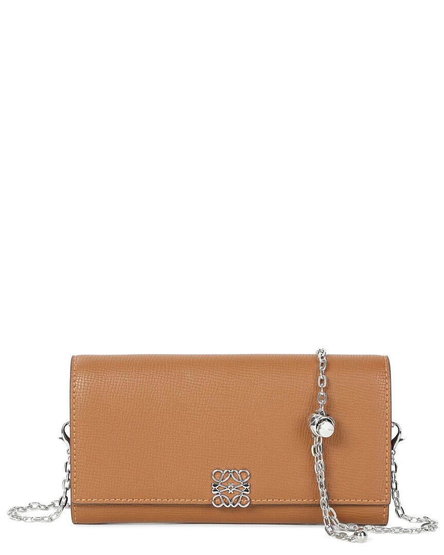 Tiffany & Fred Paris Saffiano Leather Crossbody Wallet/clutch In Brown