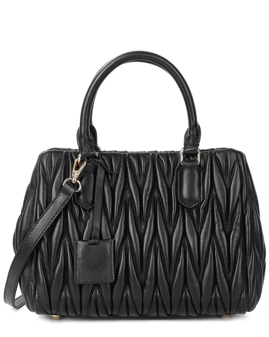 Tiffany & Fred Paris Quilted Lambskin Leather Satchel In Black