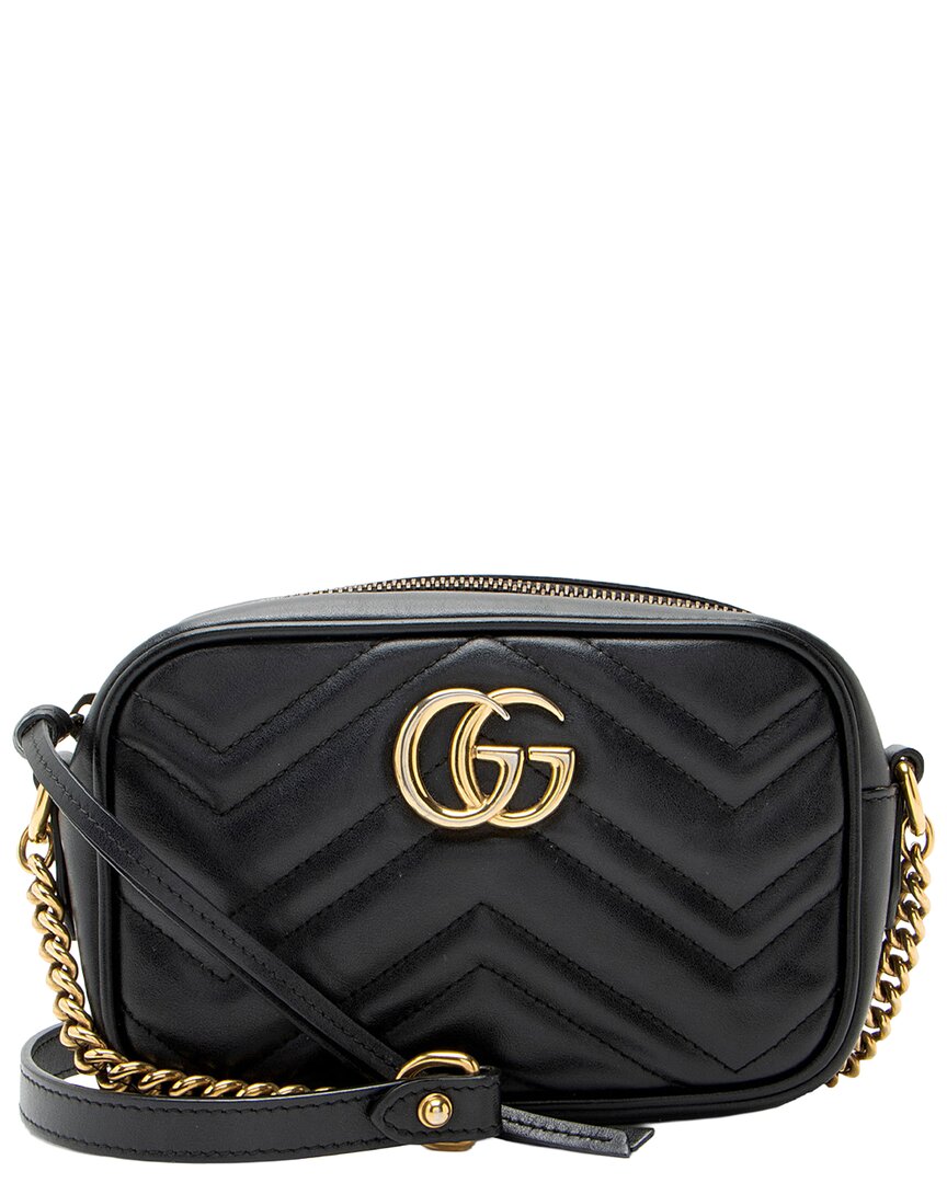 Gucci Black Leather & Matelassé Leather Gg Marmont Mini Camera Bag (authentic  Pre-loved)