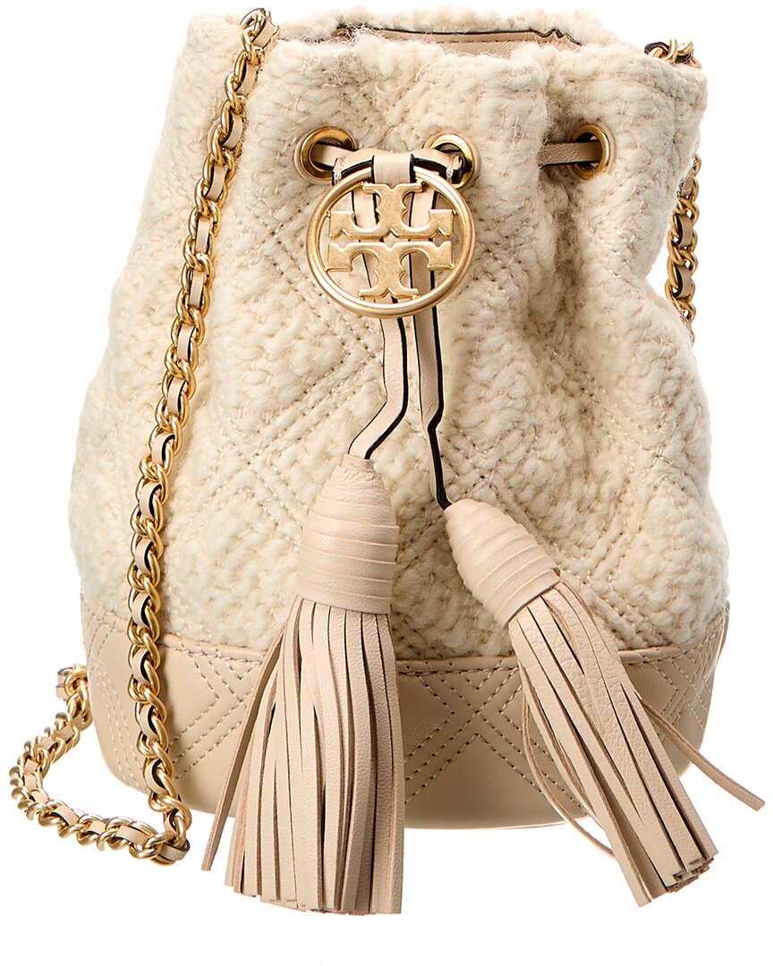 Tory Burch Fleming Soft Bucket Bag In White