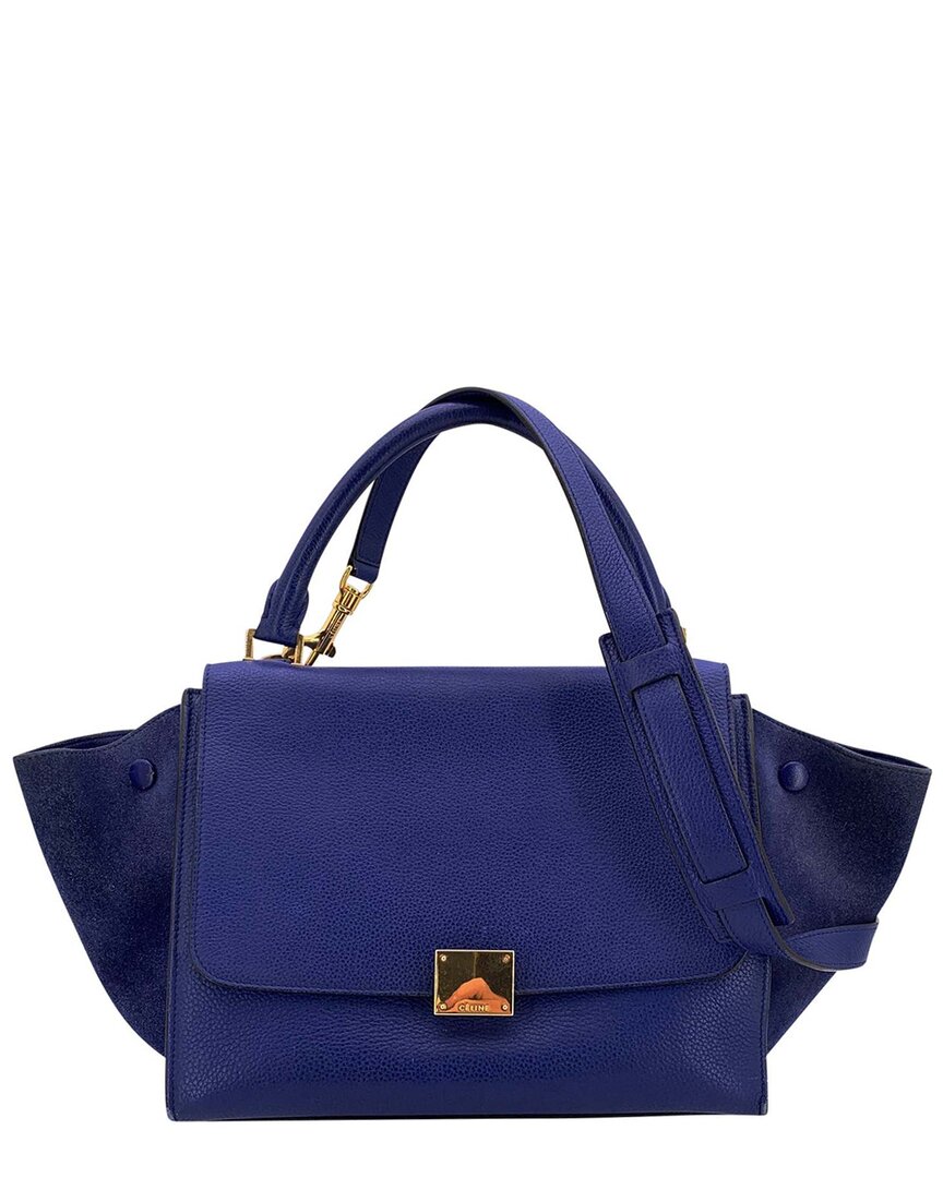 Celine Blue Leather Trapeze Handbag (authentic Pre-loved)