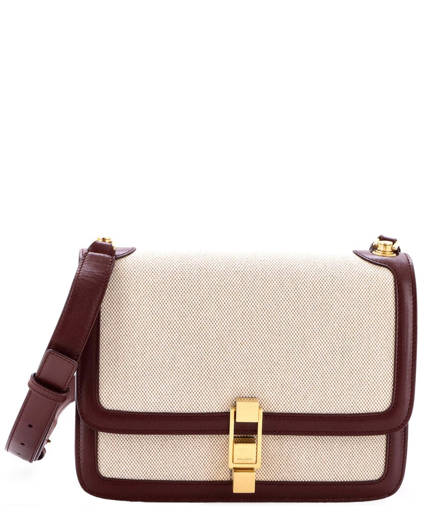 Saint Laurent Beige Canvas Carre Satchel (authentic Pre-loved) In Neutral