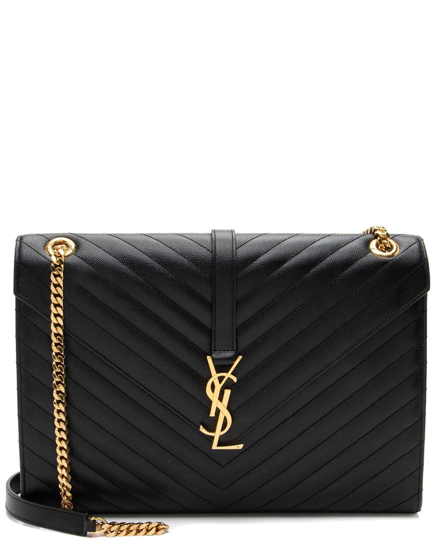 Saint Laurent Black Matelasse Grain De Poudre Leather Monogram Large Shoulder  Bag (authentic Pre-lo