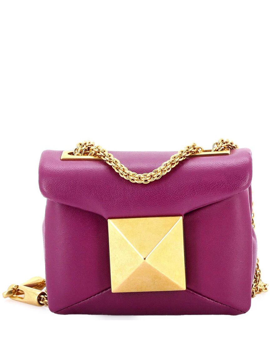 Valentino Garavani Valentino Purple Sheep Leather One Stud Chain Flap Bag Micro (authentic Pre-  Loved)