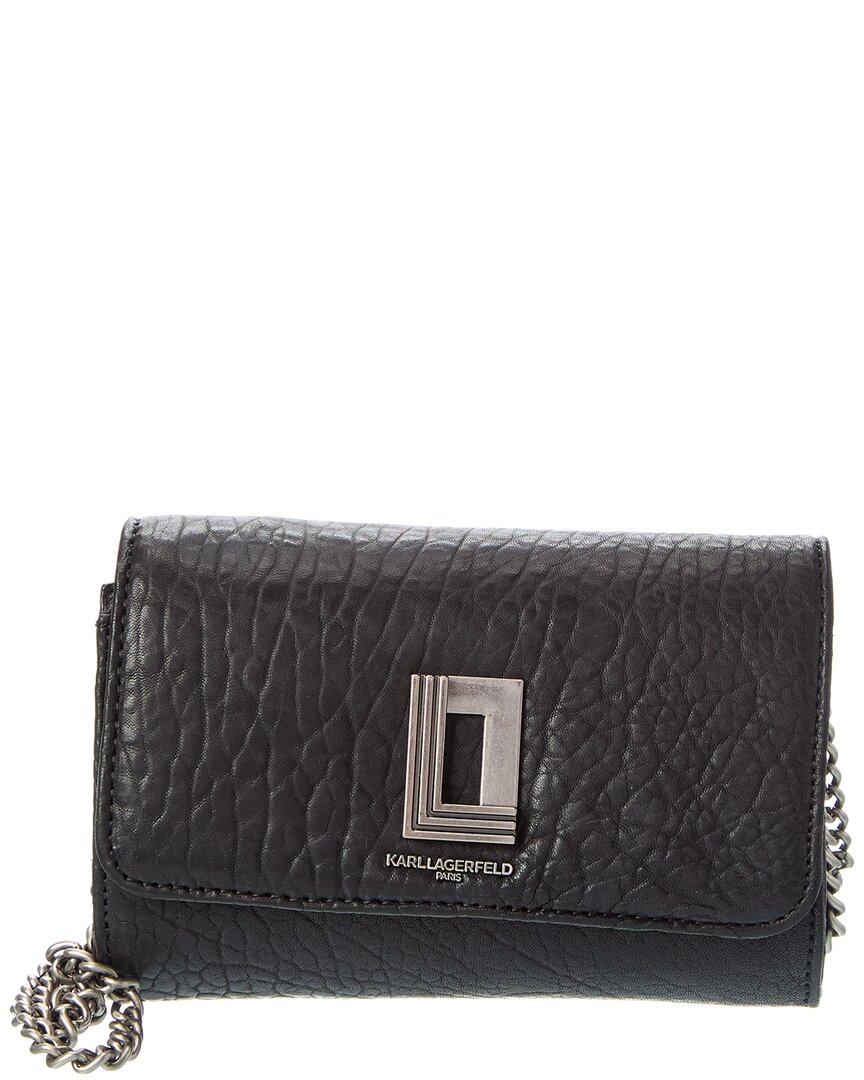 Karl Lagerfeld Lafayette Leather Crossbody In Black