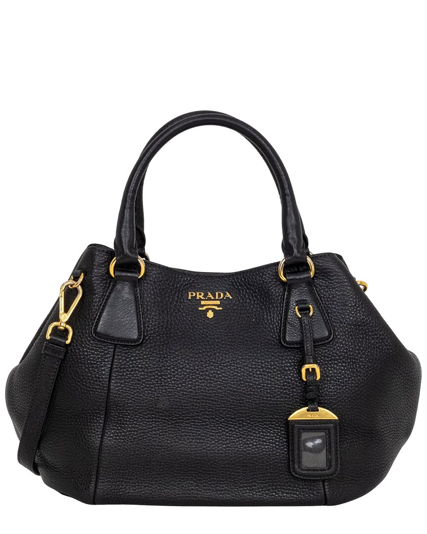 Prada Black Vitello Daino Leather Convertible Satchel (authentic Pre-loved)