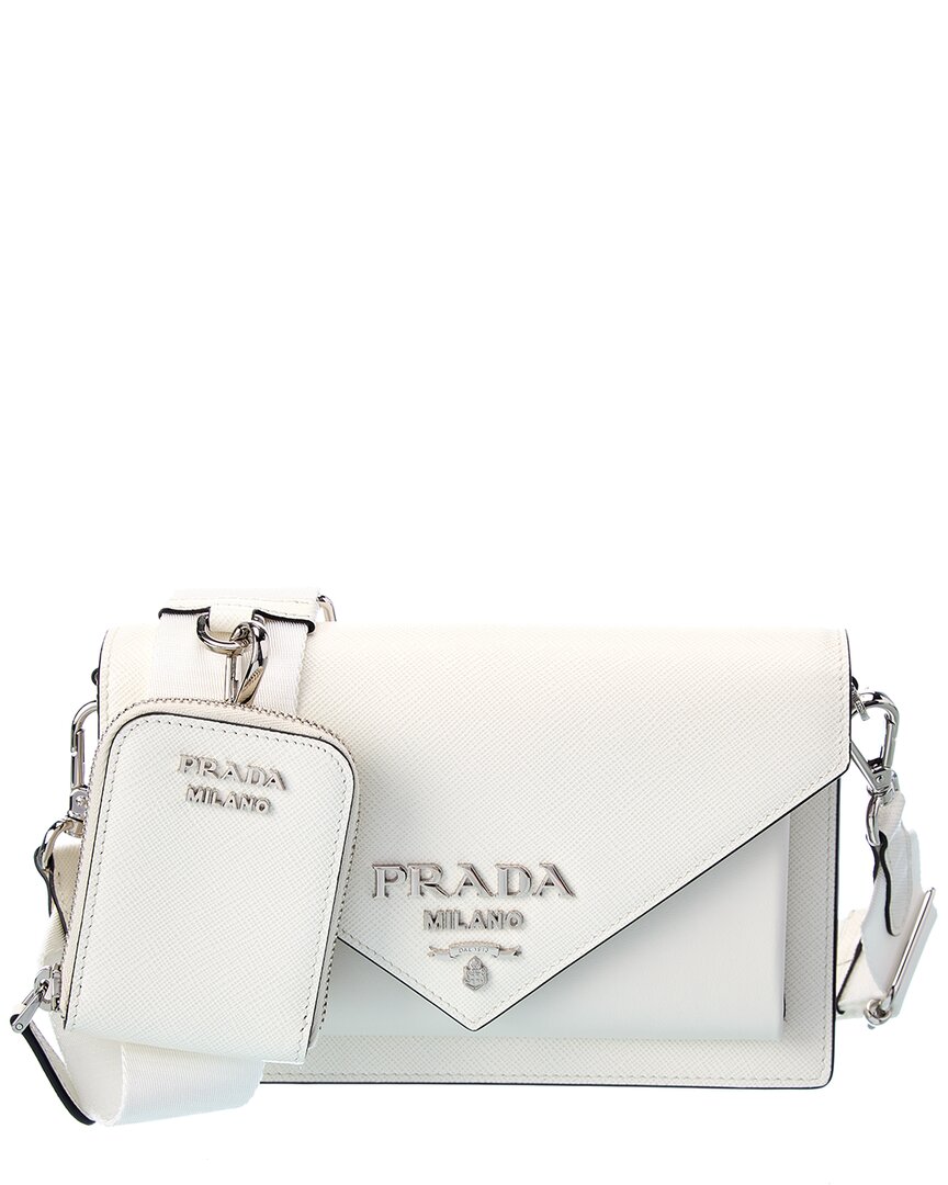 Prada Saffiano Leather Mini Envelope Bag In White | ModeSens