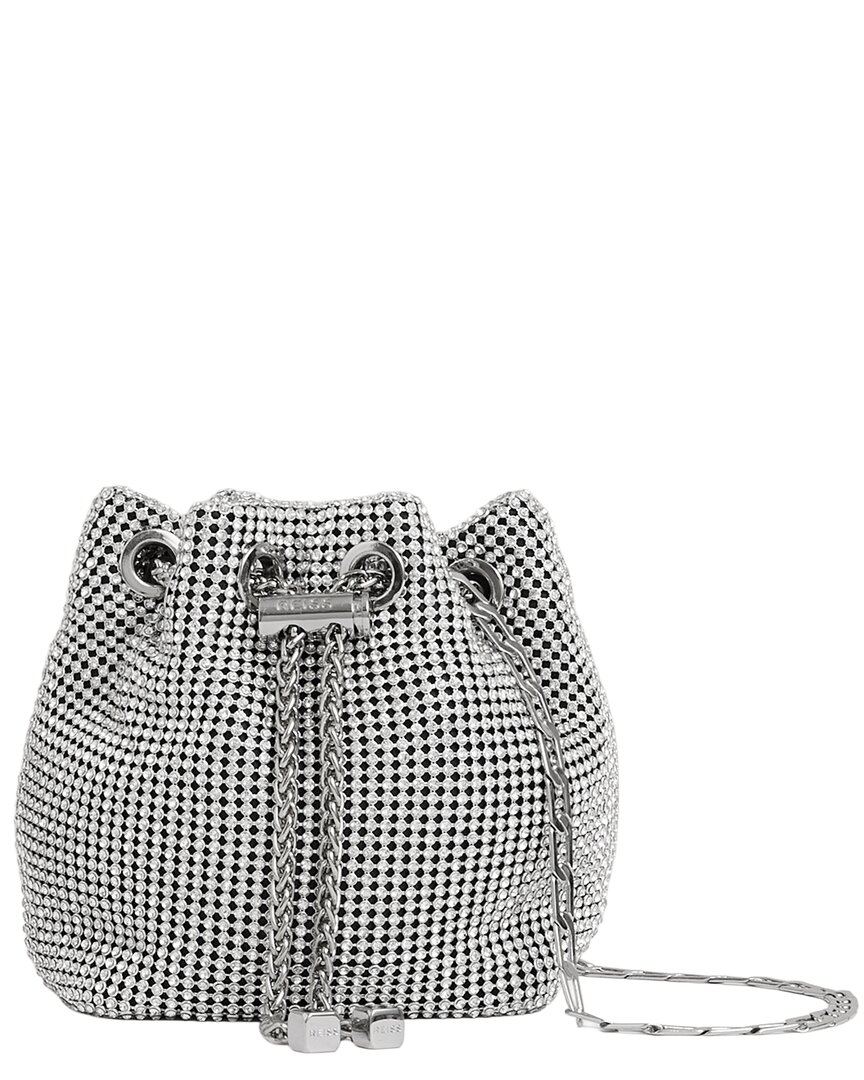Reiss Demi-chainmail Crystal Mini Bucket Bag In White