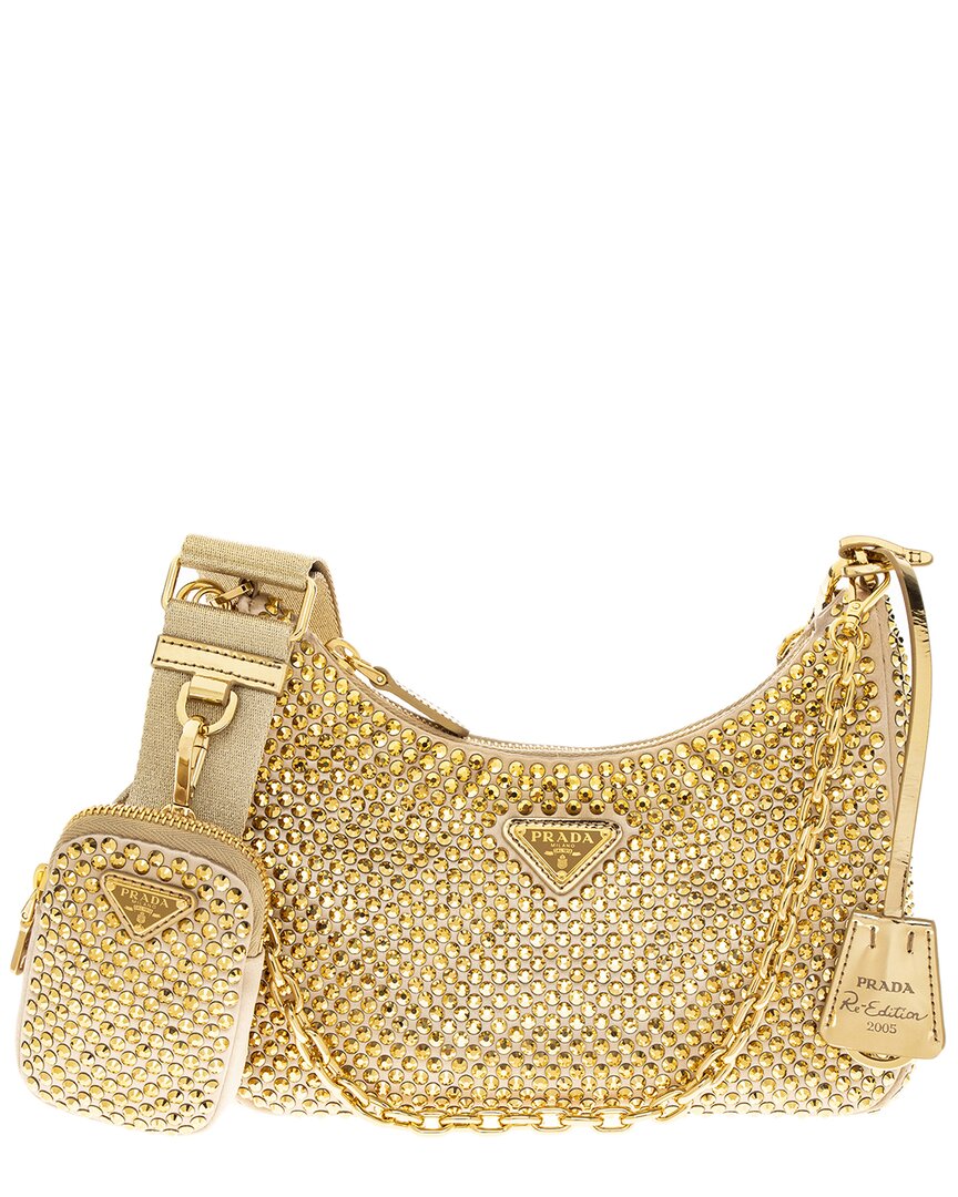 Prada Re-edition 2000 Crystal-embellished Shoulder Bag