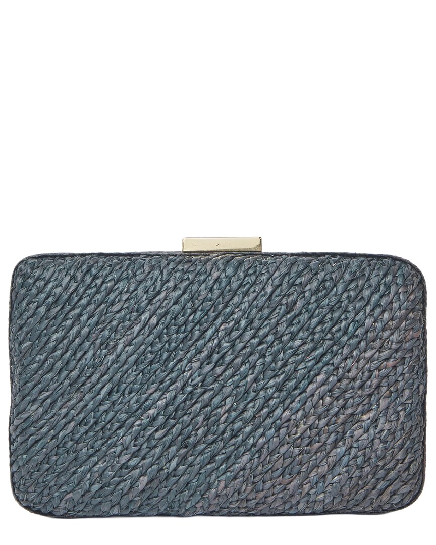 Kayu Carmen Woven Straw Clutch In Blue