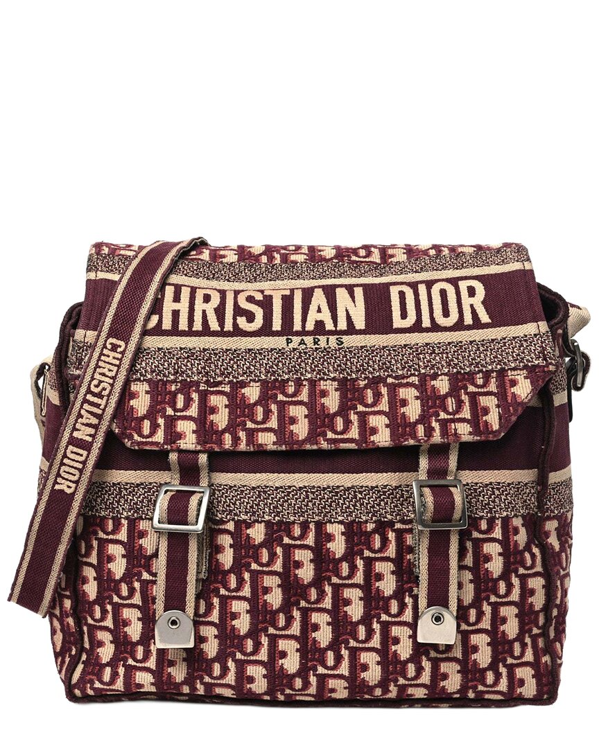 Dior Bordeaux Oblique Leather Medium Camp Messenger (authentic Pre-loved)