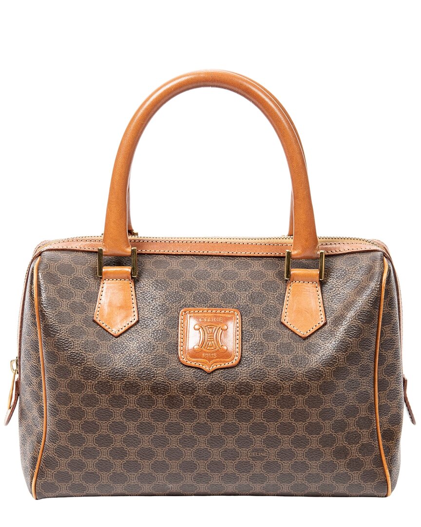 Celine Brown Macadam Coated Canvas Mini Boston Bag (authentic Pre-loved)