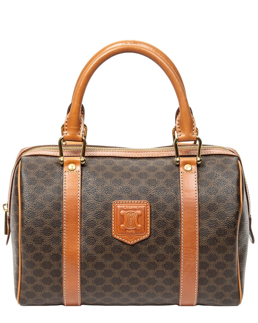 Celine Brown Macadam Coated Canvas Mini Boston Bag (authentic Pre-loved)