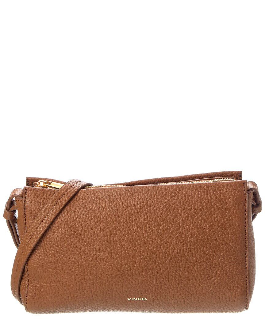 Vince Smyrna Wos Top Zip Leather Crossbody In Brown