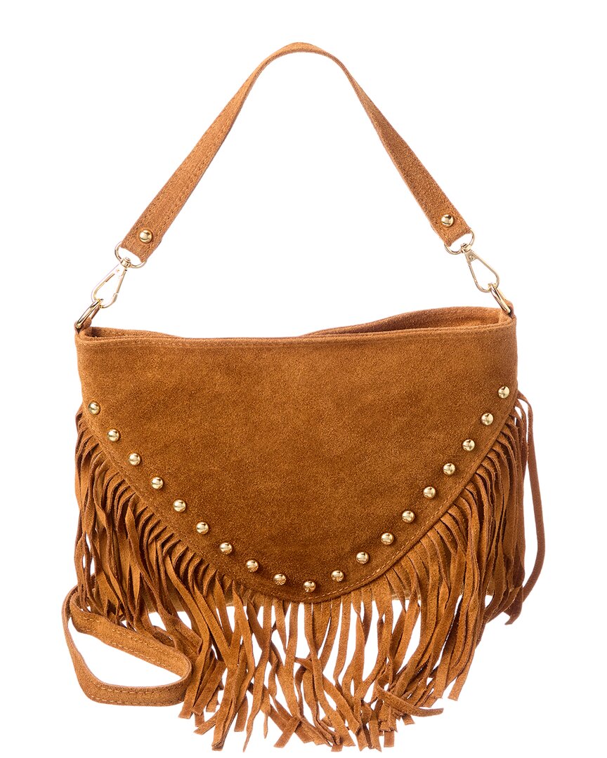 Isabella Rossetti Celia27 Leather Studded Shoulder Bag In Brown