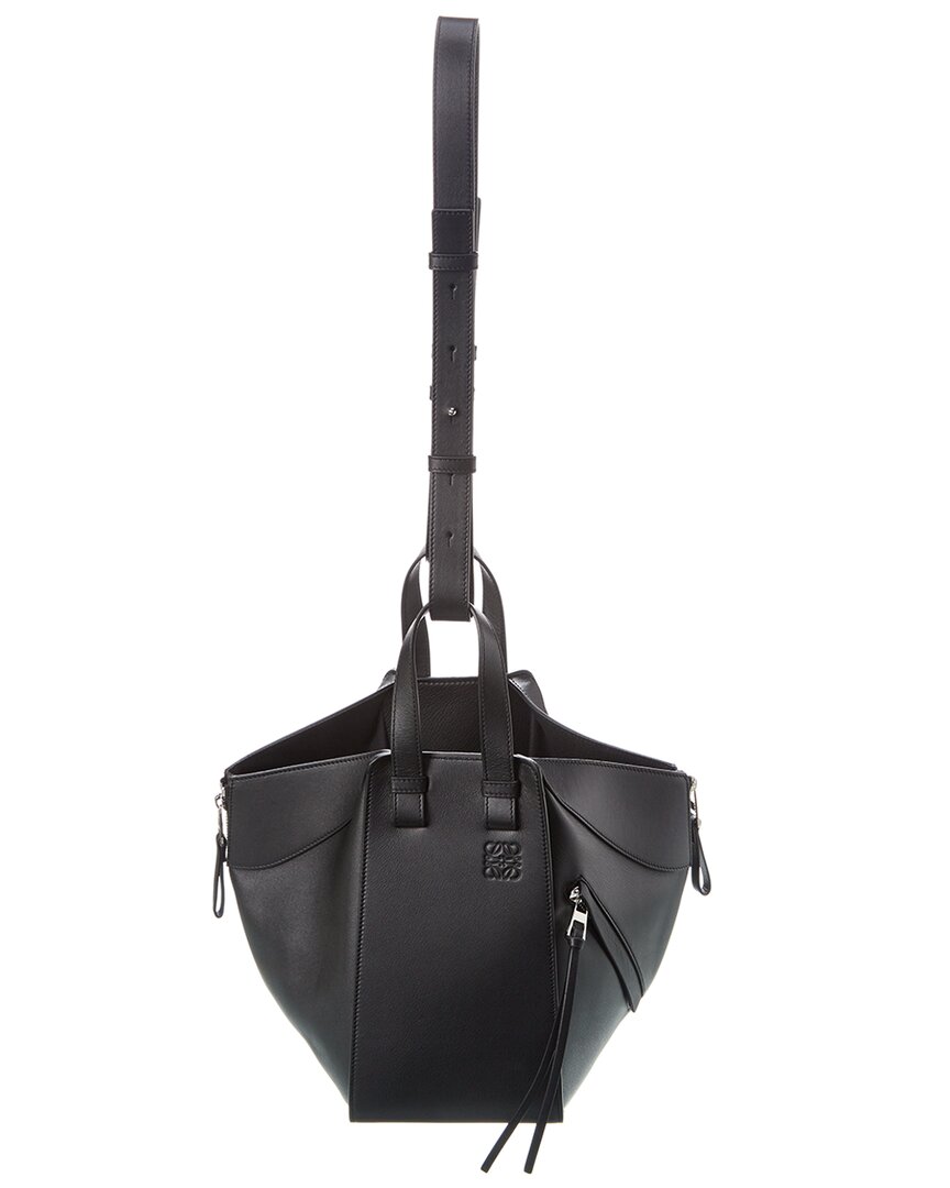 Loewe Hammock Small Leather Shoulder Bag In Black