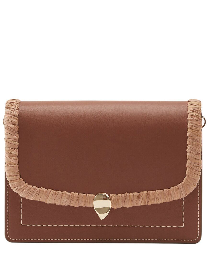 Helen Kaminski Dauphine Raffia & Leather Crossbody In Brown
