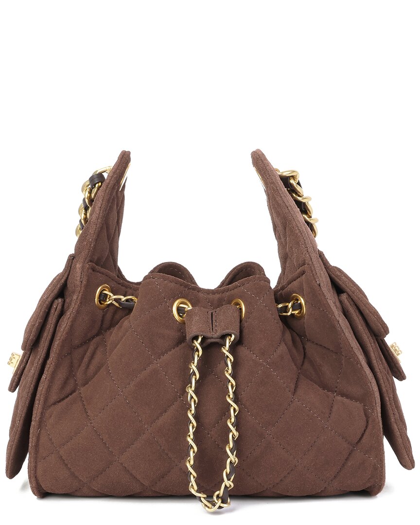 Tiffany & Fred Paris Soft Quilted Suede Shoulder Bag