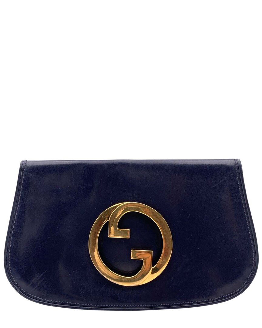 Gucci Blue Leather Blondie Clutch (authentic Pre-loved)