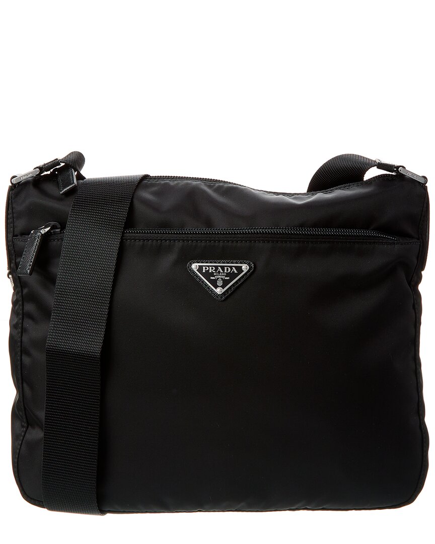 Prada Vela Nylon Shoulder Bag In Black
