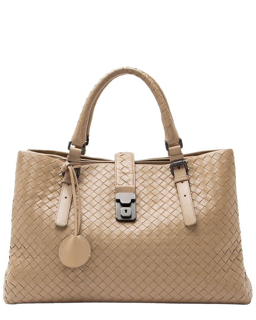Bottega Veneta Beige Leather Roma Medium Satchel (authentic Pre-loved) In Brown