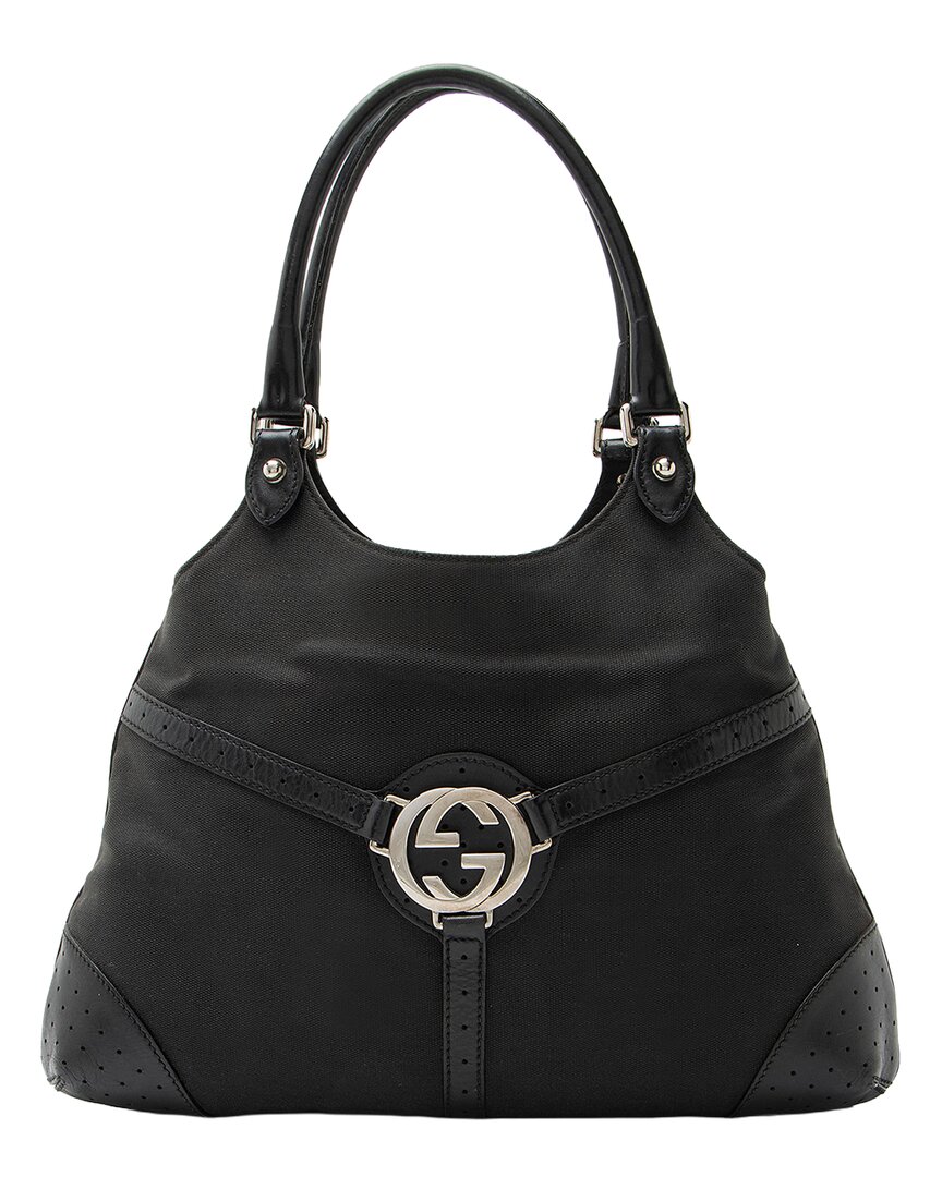 Gucci Black Canvas & Leather Interlocking G Reins Satchel (authentic Pre-  Loved)