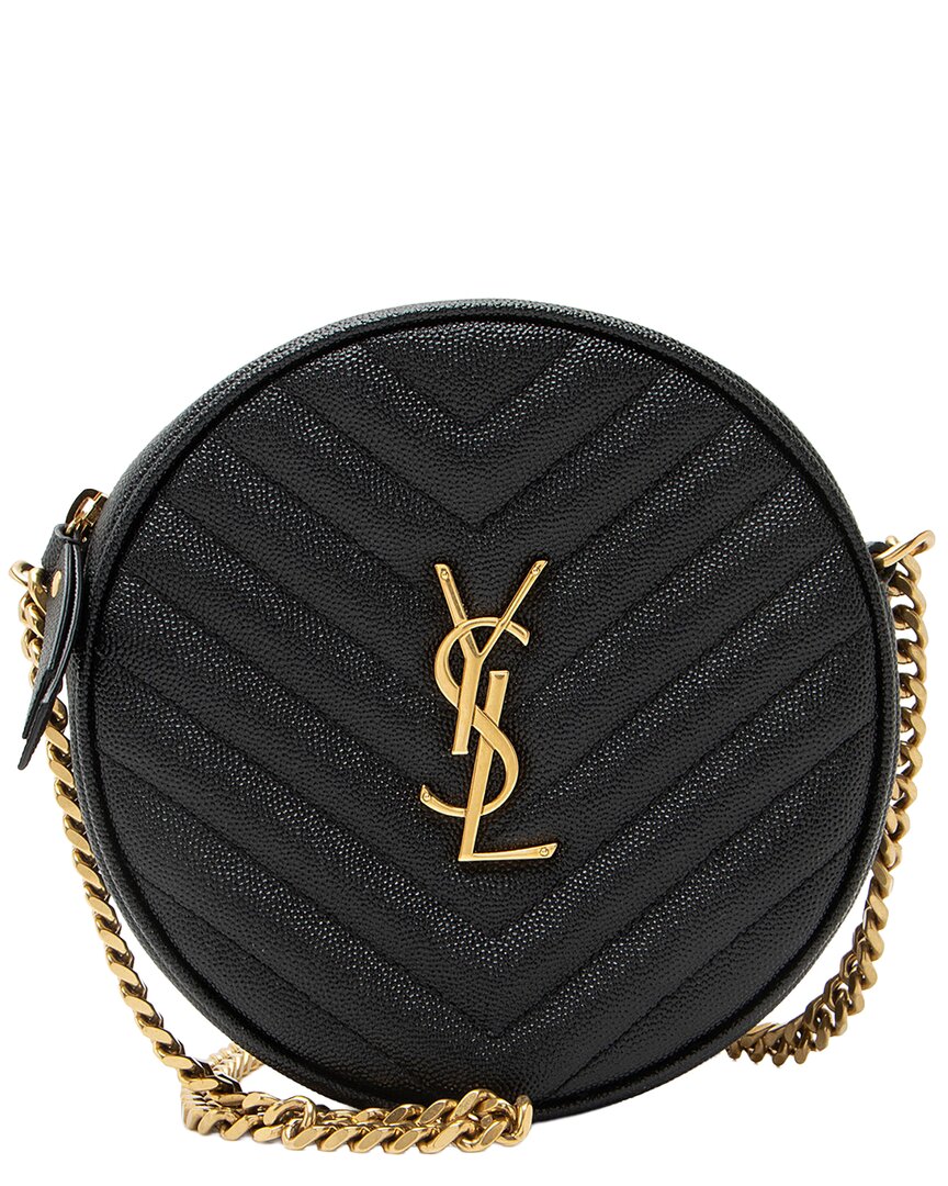 Saint Laurent Black Leather Vinyle Round Camera Bag (authentic Pre-loved)