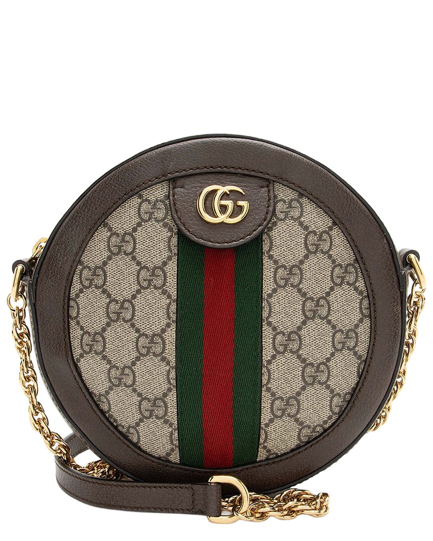Gucci Beige Gg Supreme Canvas Ophidia Round Mini Shoulder Bag (authentic Pre-  Loved)