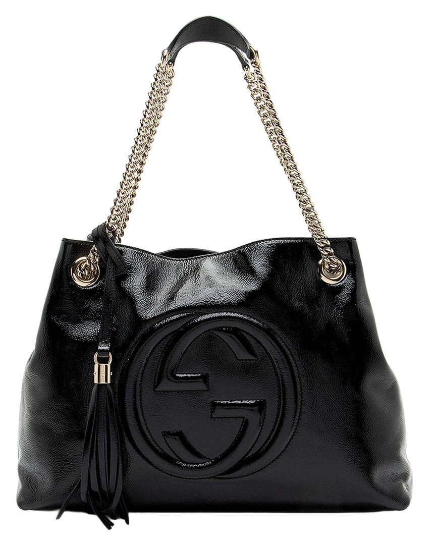 Gucci Black Patent Leather Soho Medium Shoulder Bag (authentic Pre-loved)