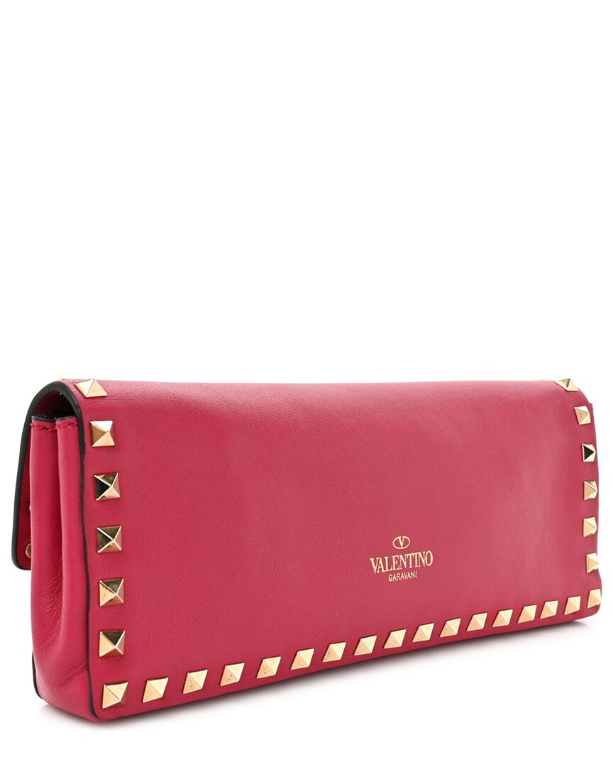 Valentino Garavani Valentino Red Nappa Leather Rockstud Bangle Clutch (authentic Pre-loved)