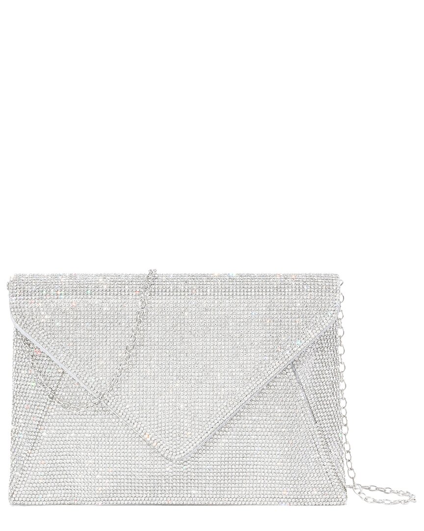 Tiffany & Fred Paris Crystal-embellished Envelope Clutch In Silver