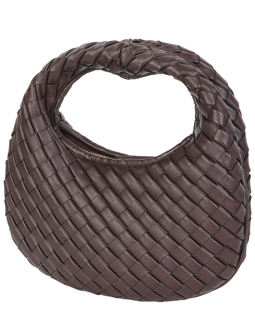 Tiffany & Fred Paris Hand-woven Leather Mini Hobo Bag In Brown