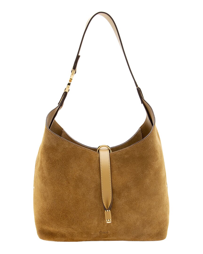 Chlo Beige & Brown Leather & Suede Marcie Small Hobo (Authentic Pre-Loved)
