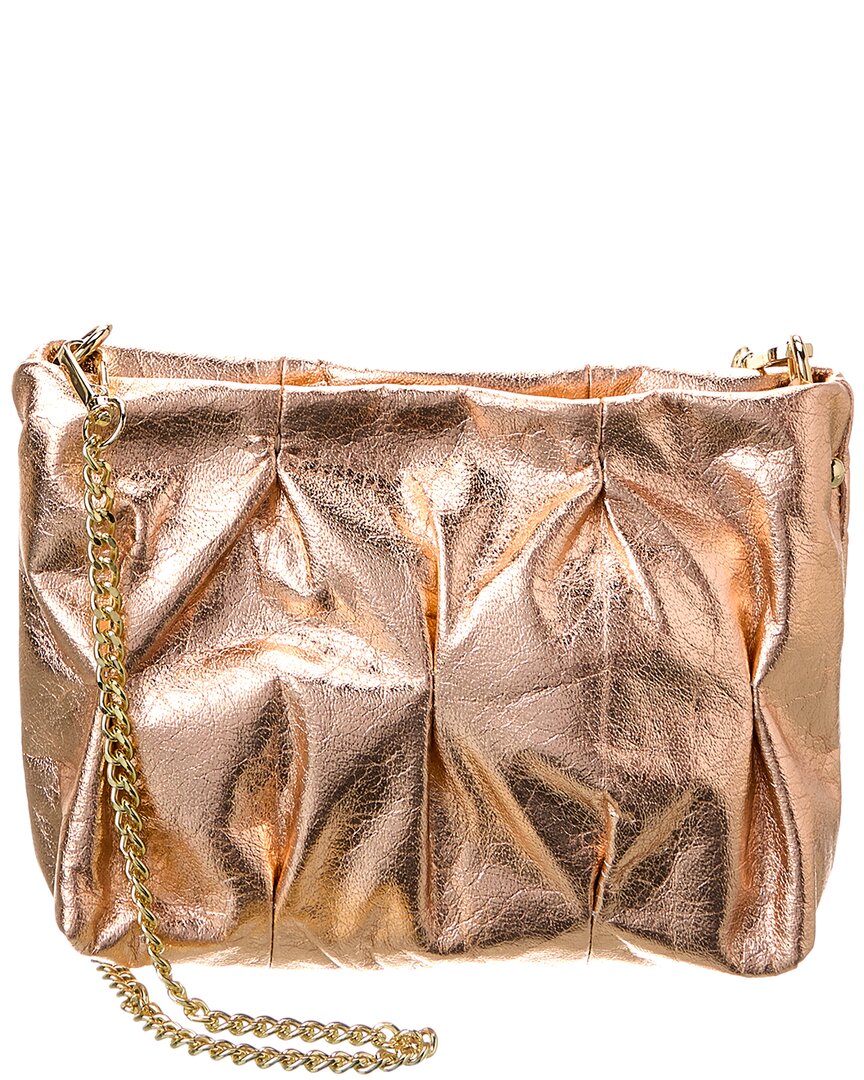 Persaman New York #1069 Leather Clutch In Gold