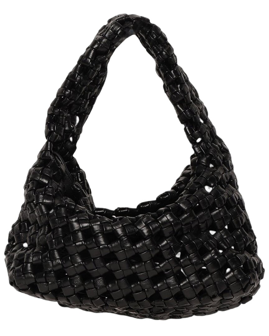 Walter Baker Mackenzie Woven Knot Leather Hobo Bag In Black