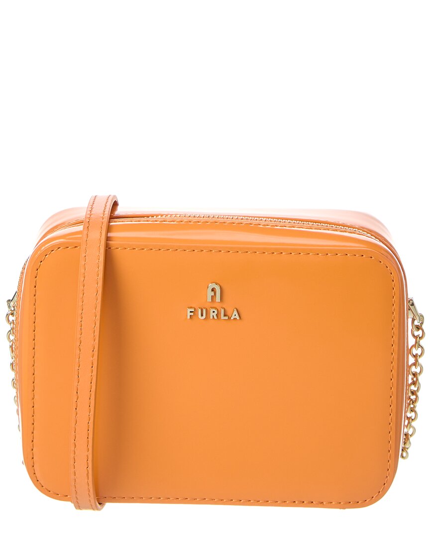 Furla Camelia Mini Leather Camera Case In Orange