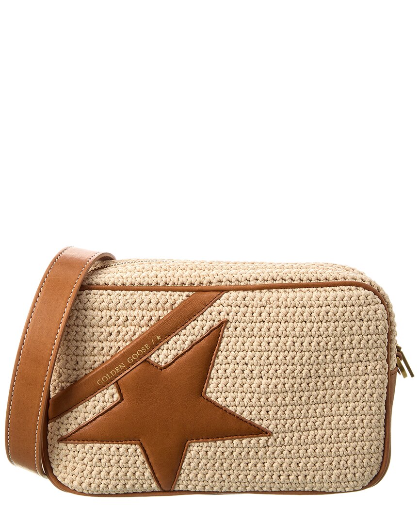 Shop Golden Goose Star Knit & Leather Shoulder Bag In Brown