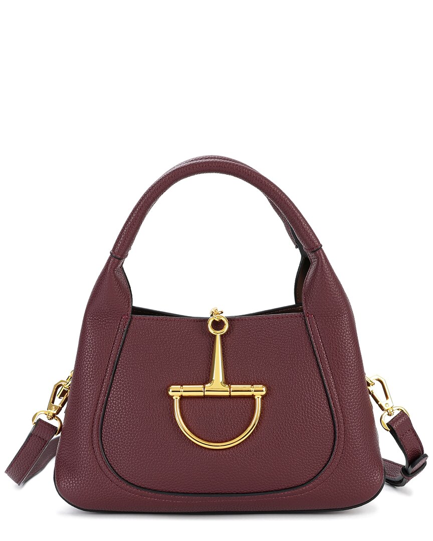 Tiffany & Fred Paris Pebbled Leather Top Handle Shoulder Bag In Burgundy