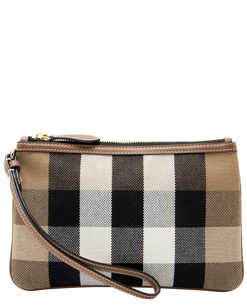 Burberry Beige Leather House Check Peyton Wristlet (authentic Pre-loved)