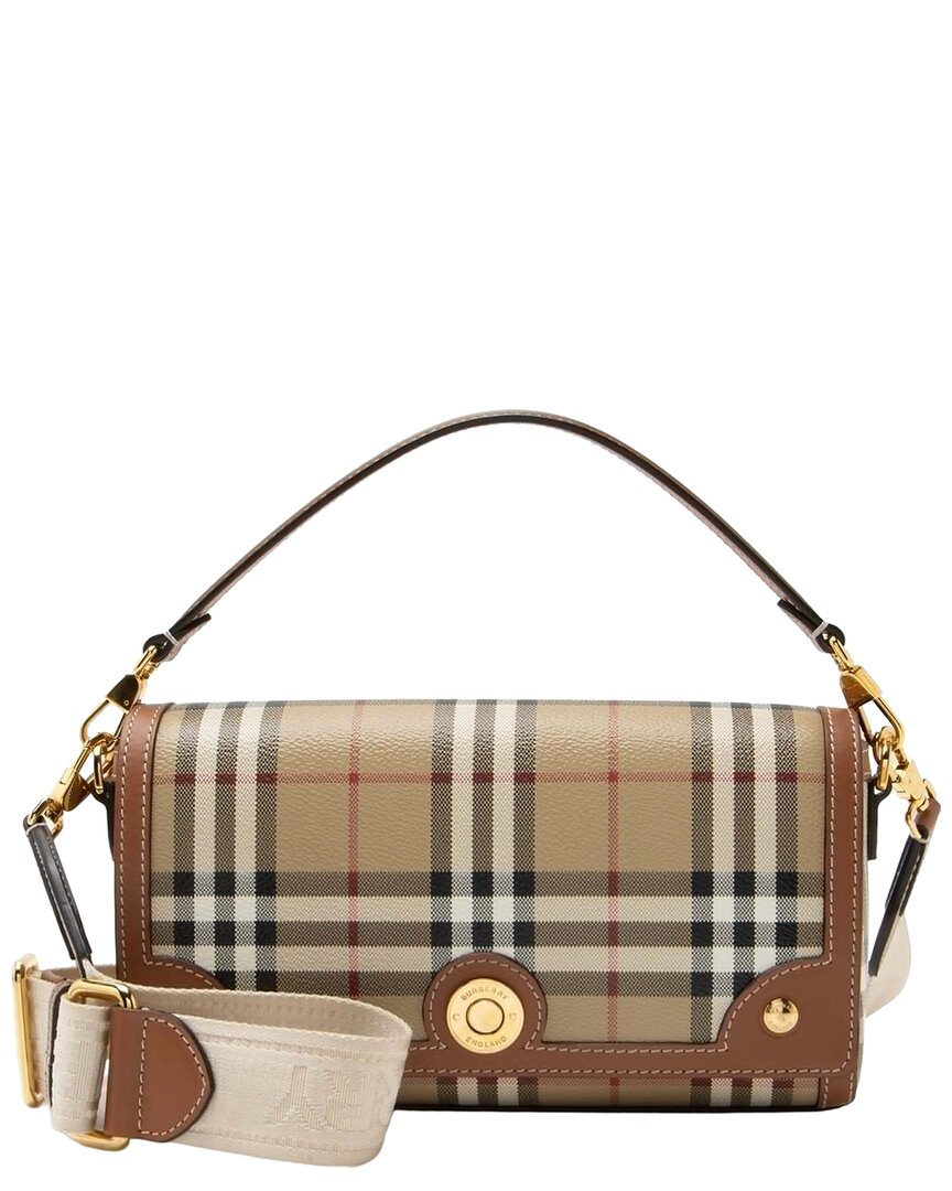 Burberry Beige Leather Vintage Check Note Shoulder Bag (authentic Pre-loved)