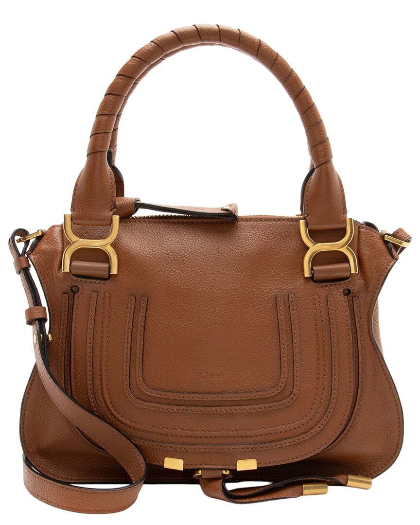 Chloé Brown Calfskin Marcie Small Satchel (authentic Pre-loved)