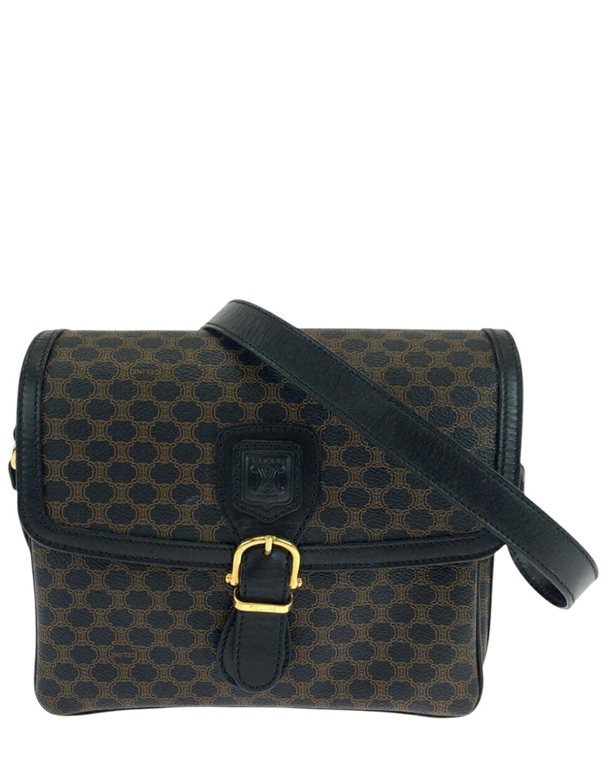 Celine Black Coated/waterproof Canvas Macadam Shoulder Bag (authentic Pre-  Loved)