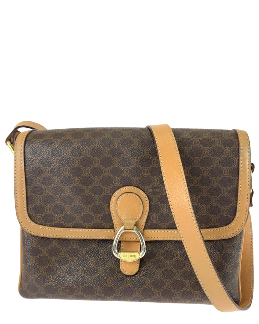 Celine Brown Coated/waterproof Canvas Macadam Shoulder Bag (authentic Pre-  Loved)