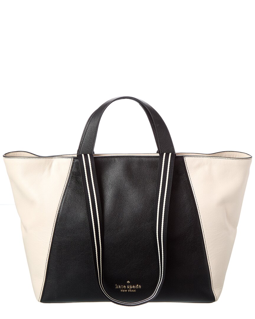 Kate Spade New York Rosie Colorblocked Pebbled Leather Large Tote In Black